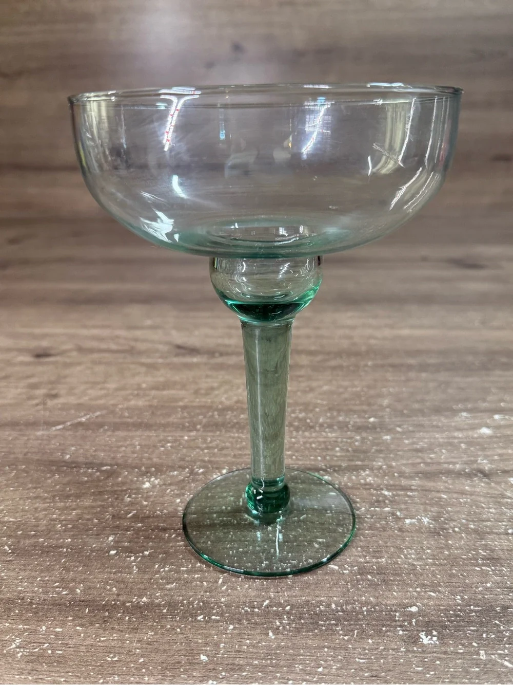 (3) Mexican Hand-Blown Glass Margarita Glass 7”